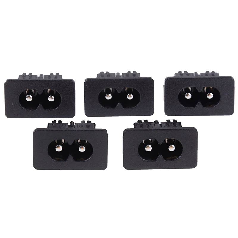 New 5Pcs IE320 C8 Power Plug AC250v 2.5a Iec320 C8 Male 2 Pins Power Inlet Socket Contor