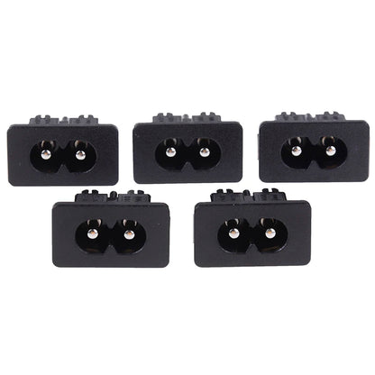 New 5Pcs IE320 C8 Power Plug AC250v 2.5a Iec320 C8 Male 2 Pins Power Inlet Socket Contor