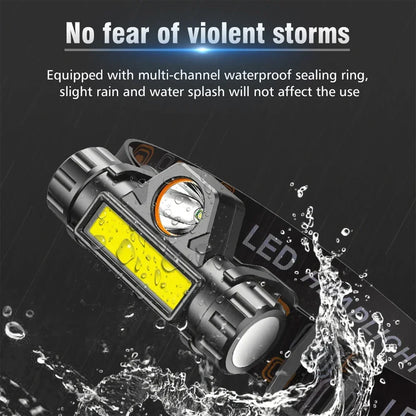 Rechargeable LED Headlamp XPE COB Work Light with Tail Magnet