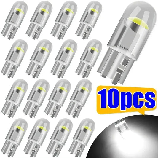 10/5pcs W5W Led T10 Car Light COB Glass 6000K White Auto Automobiles License Plate Lamp Dome Read DRL Bulb Style 12V Universal