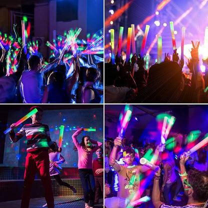 8/10/15/20pcs LED Glow Sticks Bulk Colorful RGB Glow Foam Stick for Christmas Birthday Wedding Glow in The Dark Party Supplies