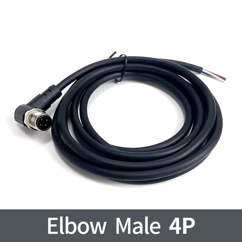 2m M12 Waterproof Sensor Cable Male & Female Connector 4/5/8/12 Pin Integrated Injection Molded