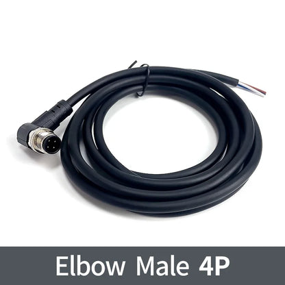 2m M12 Waterproof Sensor Cable Male & Female Connector 4/5/8/12 Pin Integrated Injection Molded