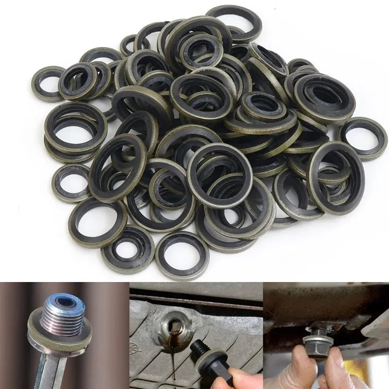 Car Oil Pan Drain Gasket Kit — Rubber Oil Drain Plug Washer Seal Set M6 M8 M10 M12 M14 M16