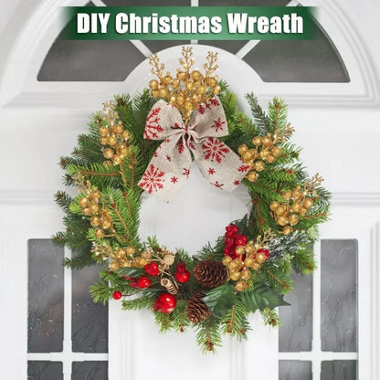 Christmas Artificial Berries Branch Glitter Red Holly Berry Flowers Bouquet Fake Plants New Year Party Festival Home Decoration