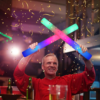 8/10/15/20pcs LED Glow Sticks Bulk Colorful RGB Glow Foam Stick for Christmas Birthday Wedding Glow in The Dark Party Supplies