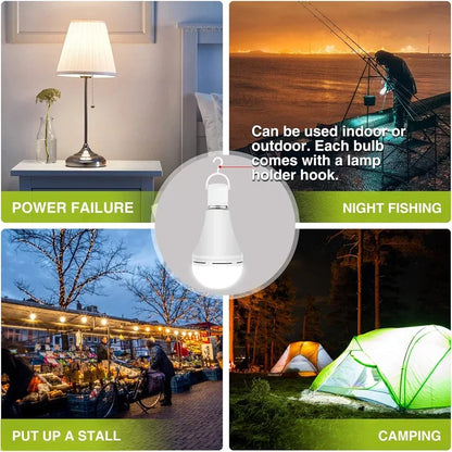 Portable E27 LED Bulb Lamps 9W 15W Rechargeable High Brightness LED Bulb Lights for Indoor Outdoor Camping Emergency Lighting