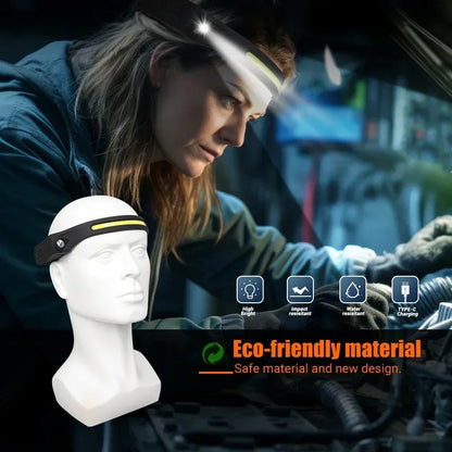 LED Sensor Headlamp Rechargeable Head Torch 5 Mode for Outdoor