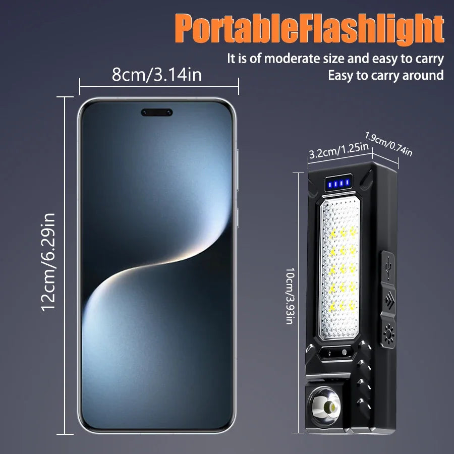 Mini Sensor LED Flashlight Rechargeable Torch with Magnet Portable Hat Clip Light Outdoor Waterproof for Camping Fishing Lantern