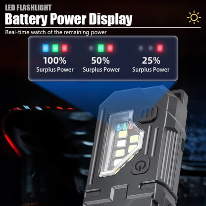 Portable Keychain Flashlight Led Rechargeable EDC Torch with Magnetic Cap Clip Lamp Flash Light Outdoor Camping Fishing Tool