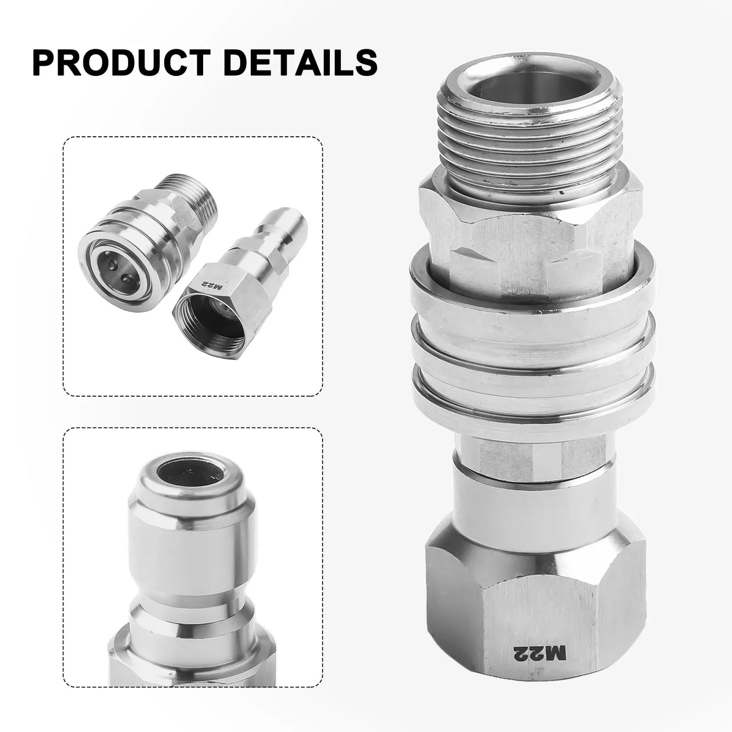 Pressure Washer Adapter Kit — 360° Rotation Male &amp; Female Quick Connector Set, Rust-Resistant Fittings