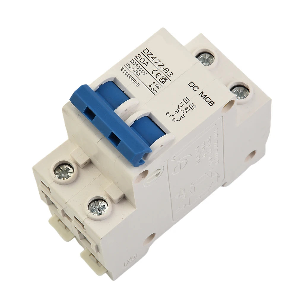 DC Miniature Circuit Breaker 2 Pole 1000V 32 Amp Isolator DC Disconnect Switch Thermomagnetic 10 A-63A 1.42 X 2.95 X 3.15 Inches