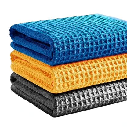 Car Wash Towel Glass Cleaning Water Drying Microfiber Window Clean Wipe Auto Detailing Waffle Weave for Kitchen Bath Home Office