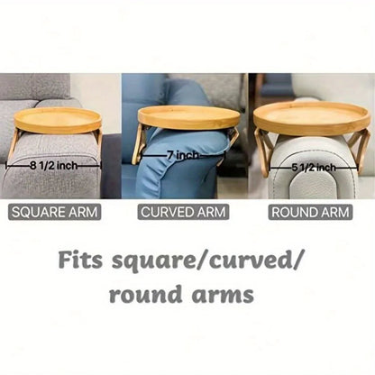 Clip On Bed Couch Arm Tray Table Foldable Sofa Armrest Holder for Snacks Breakfast Drinks Phone Remote Control Comfort
