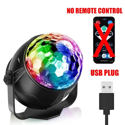 Sound Activated LED Disco Ball Light with Remote Remote Party Lamp