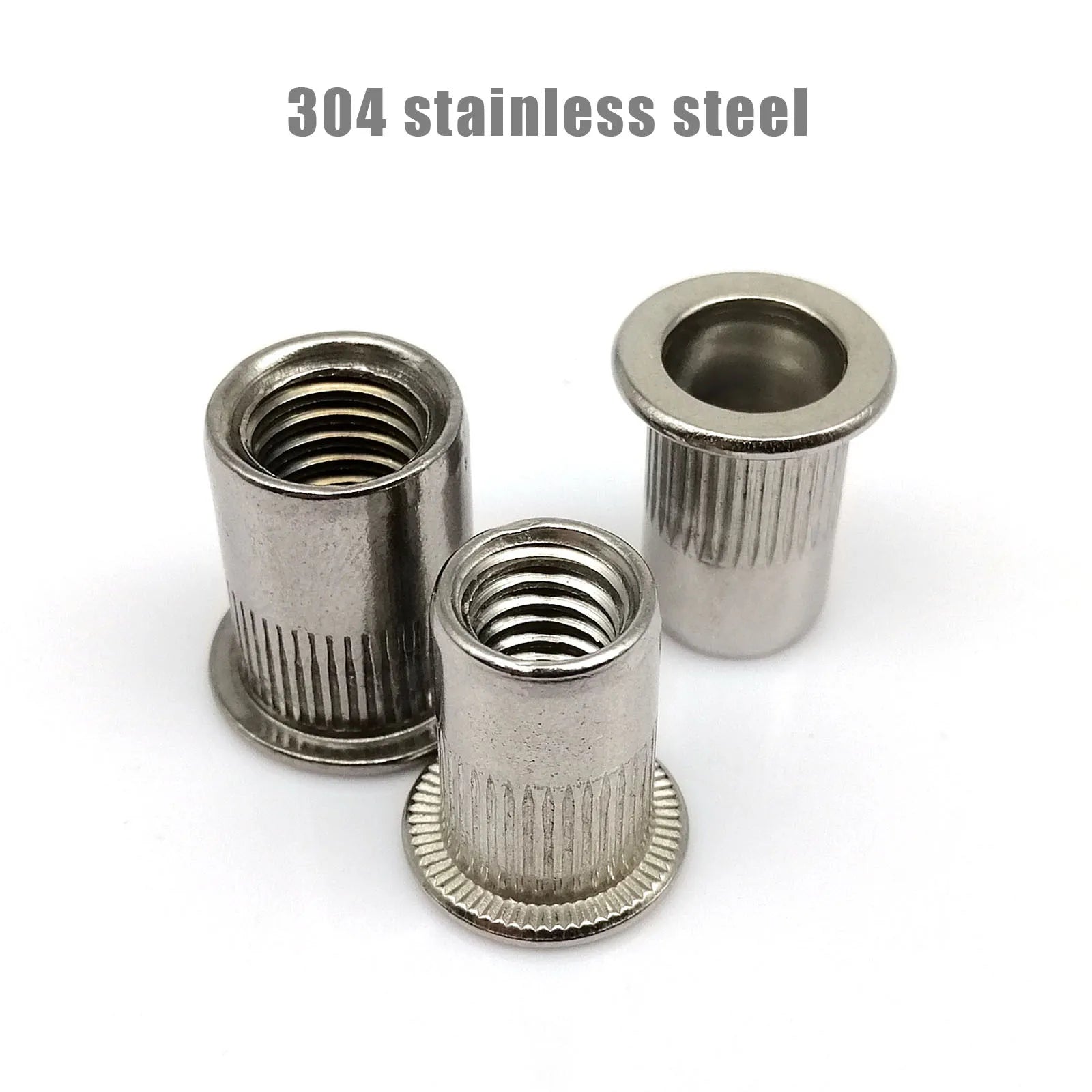 Carbon & 304 Stainless Steel Flat Head Rivnut Nutsert Insert Rivet Nut UNC 6#-32 to 1/2-13 304 stainless steel Keszoox