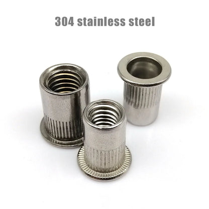 Carbon & 304 Stainless Steel Flat Head Rivnut Nutsert Insert Rivet Nut UNC 6#-32 to 1/2-13 304 stainless steel Keszoox