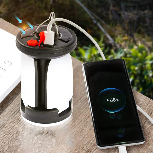 4-leaf Solar  LED Lantern Rechargeable Emergency Flashlight Portable Power Bank Foldable Tent Light for Outdoor Camping Fishing