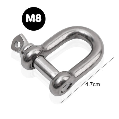 Stainless Steel D Link Shackle Ring Hooks Lifting Shackle Lock Wire Rope Clips D-Type Rigging Shackle Hooks Boat Hardware Tools