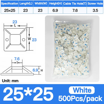 Self-Adhesive Cable Tie Mounts Strong Sticky Base Wire Holder Clips for Wall Fixing Cable Routing Management