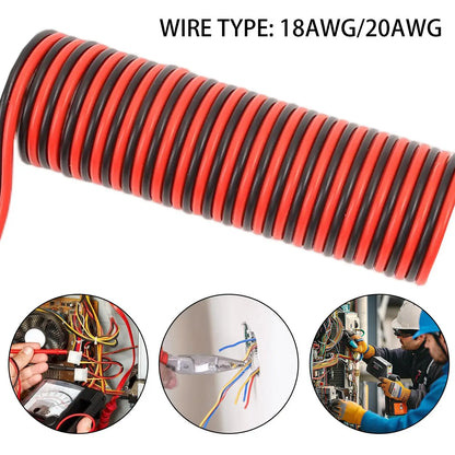 10M 2 Pin Extension Cable 18AWG Tinned Copper Wire for LED Strip & Car Audio