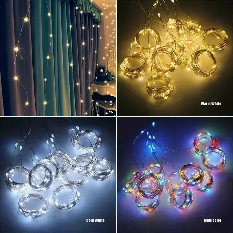 3M Solar LED Curtain String Lights with 8 Modes for Garden Christmas Wedding Party Fairy Decoration