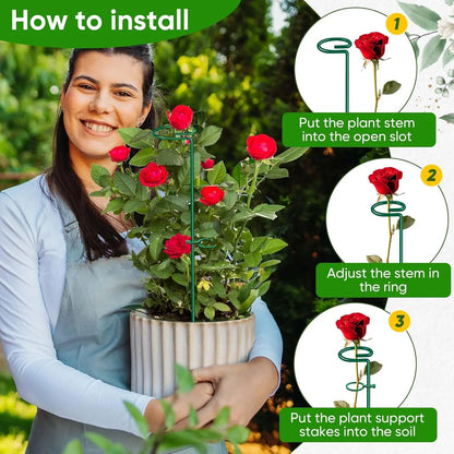 35/45/55cm Garden Support Stake Ring Metal Garden Plant Support Single Stem Shrub Holder for Plants Rose Flowers Vegetables Vine