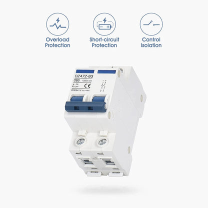 DC Miniature Circuit Breaker 2 Pole 1000V 32 Amp Isolator DC Disconnect Switch Thermomagnetic 10 A-63A 1.42 X 2.95 X 3.15 Inches
