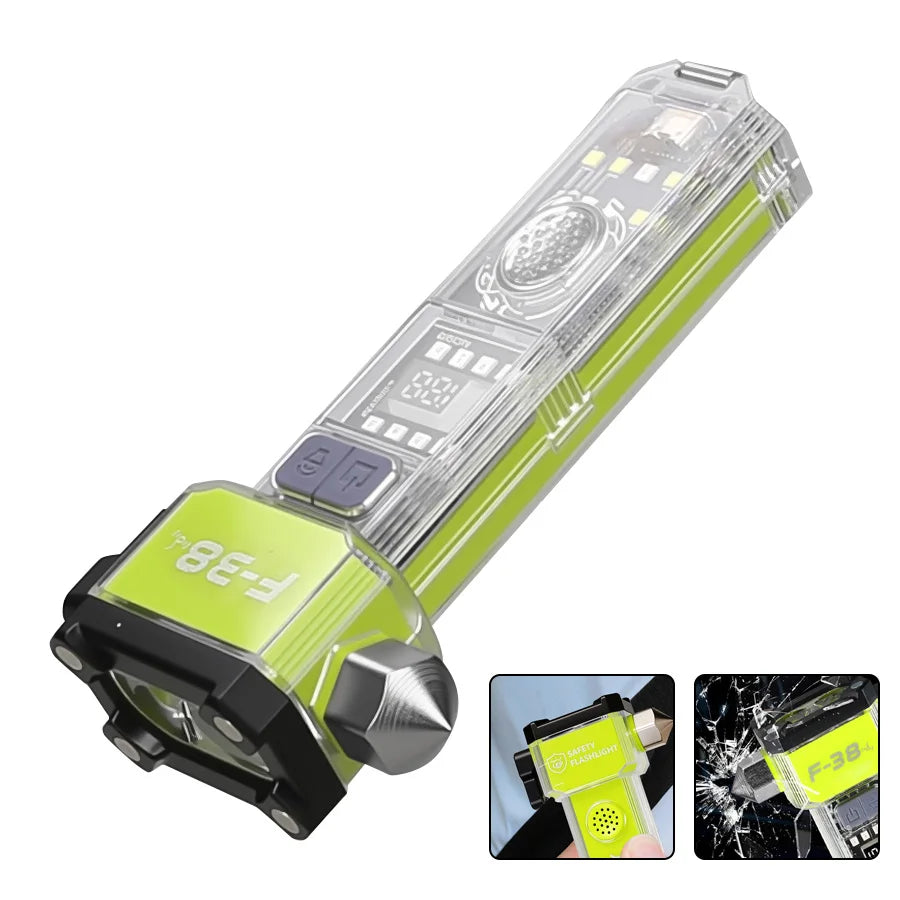 Ultra-bright Rechargeable Flashlight Magnetic Safety Hammer Torch