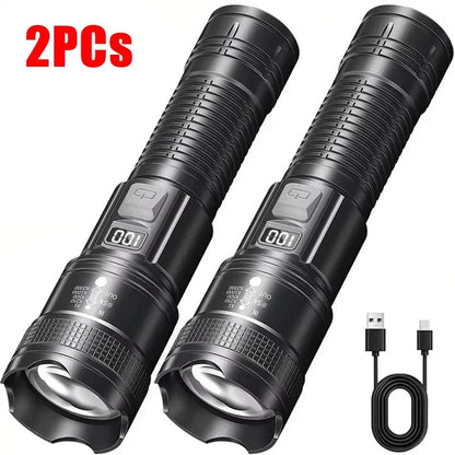 1600000LM Super Bright LED Flashlight – USB Rechargeable Long Range Tactical Torch Waterproof for Camping & Fishing
