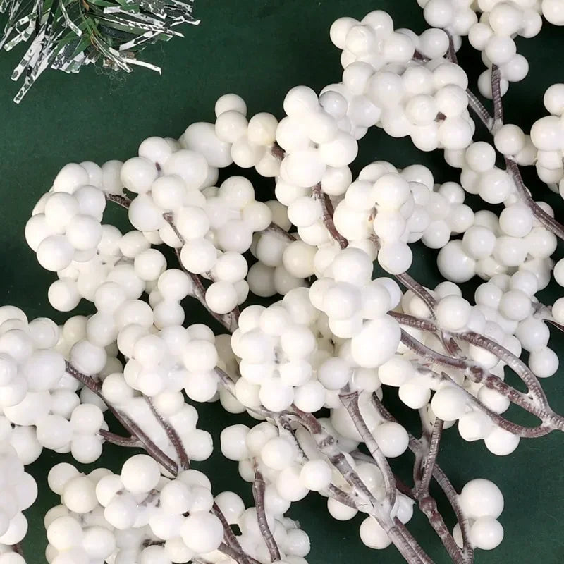 40/4PCS Artificial White Berries Stems Christmas Berry Branches Fake Fruit Flowers DIY Wedding Party New Year Home Decorations