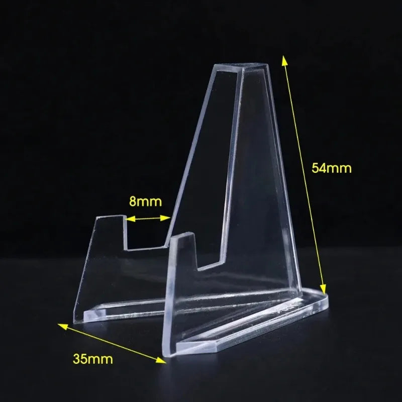 50-1Pcs Acrylic Display Stand Transparent Triangle Commemorative Coin Watch Card Holder Display Rack For Exhibitions Home Decor