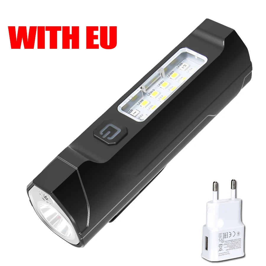 Super Bright LED Flashlight USB Rechargeable COB Torch Red/Blue