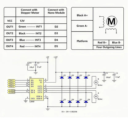 L298N Dual H-Bridge Motor Driver Module for DC Stepper Motors, Smart Robot Car and Arduino Projects