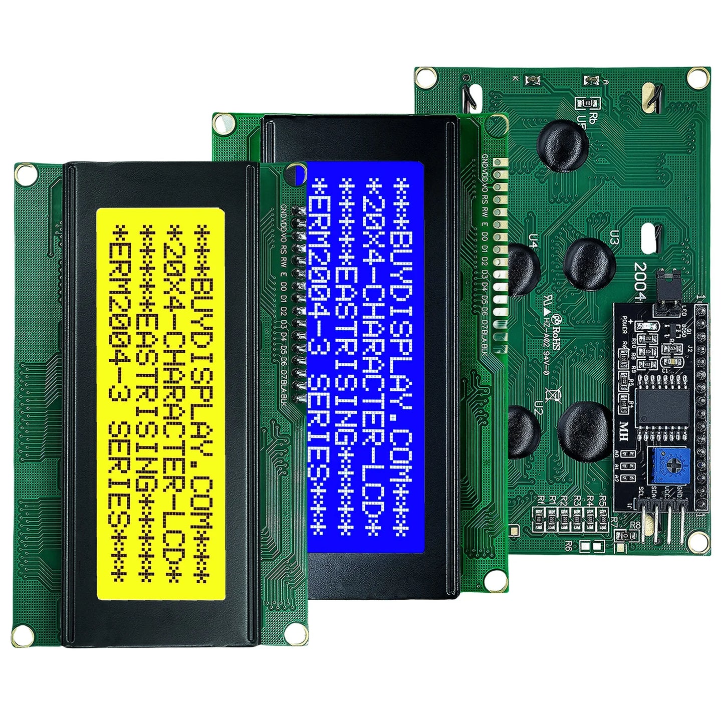 LCD2004A 20x4 Character I2C LCD Display Module HD44780 with Serial Interface Adapter Blue Green Screen for Arduino Projects