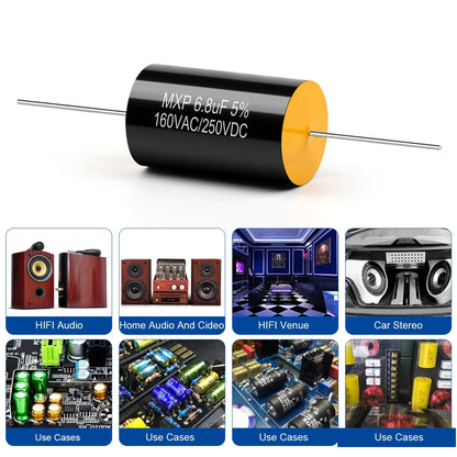 250V/160V MXP Audio Capacitor 0.22µF-22µF for HiFi Frequency Divider & Speaker Applications