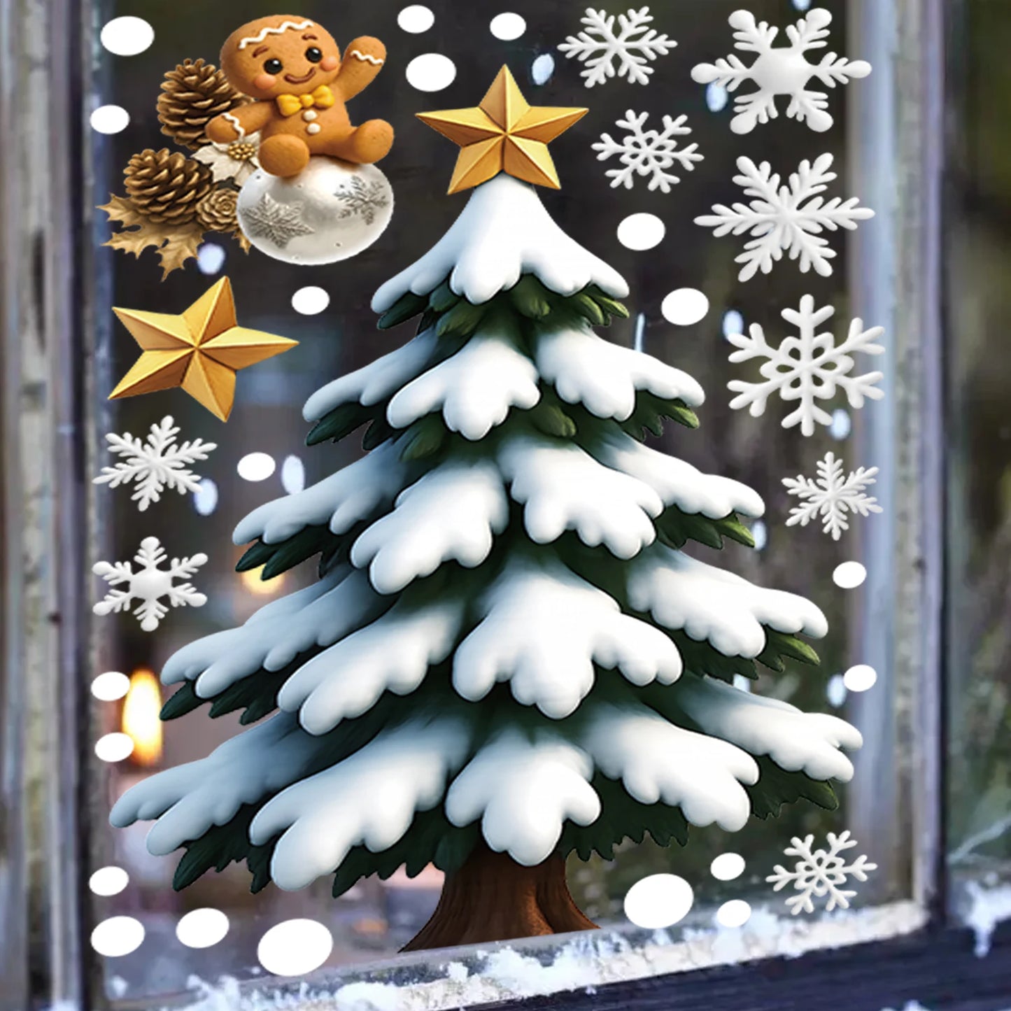 Christmas Window Stickers Winter Snowman Santa Claus Snowflake Reindeer Static Electricity Stickers Ornaments Xmas Home Decor