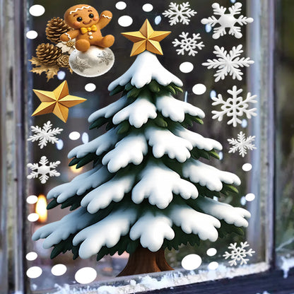 Christmas Window Stickers Winter Snowman Santa Claus Snowflake Reindeer Static Electricity Stickers Ornaments Xmas Home Decor