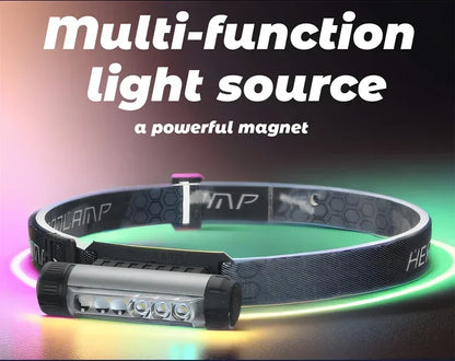 COB LED Induction Headlamp USB Rechargeable 5 Mode 18650 Headlight