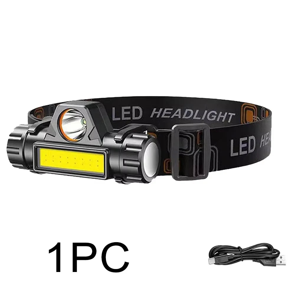 Rechargeable LED Headlamp XPE COB Work Light with Tail Magnet