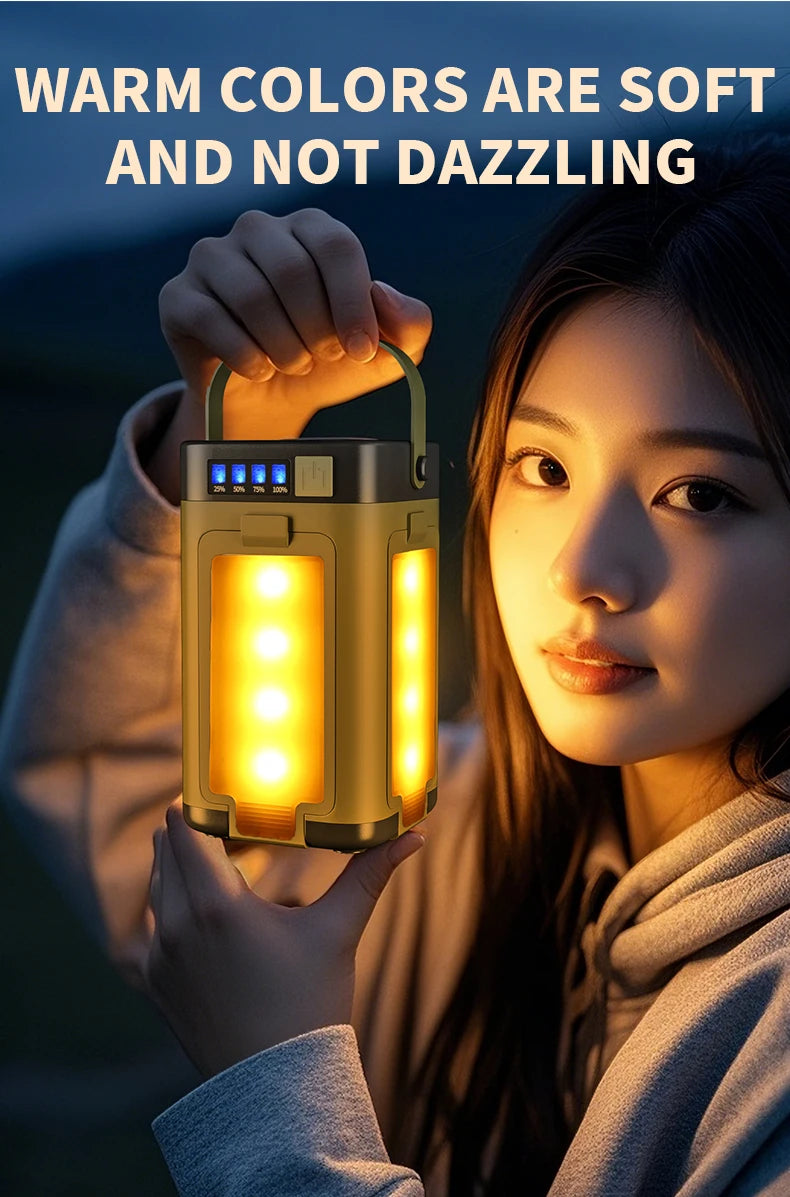 4-leaf Solar  LED Lantern Rechargeable Emergency Flashlight Portable Power Bank Foldable Tent Light for Outdoor Camping Fishing