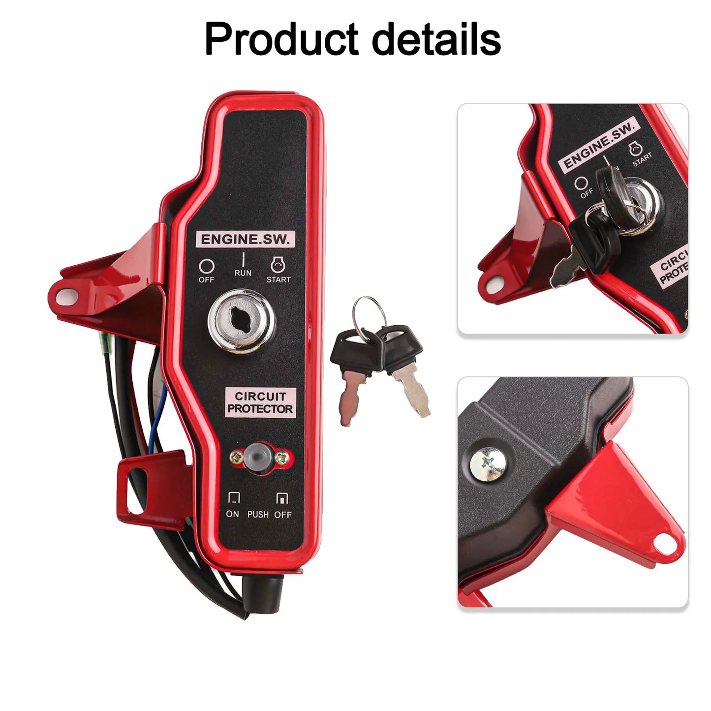 Engines Generator Pump Ignition Switch 168F/170F 188F/190F 20.5 X 7 Cm/8.07 \\\\\\\"x 2.76\\\\\\\" Iron Red+black Brand New