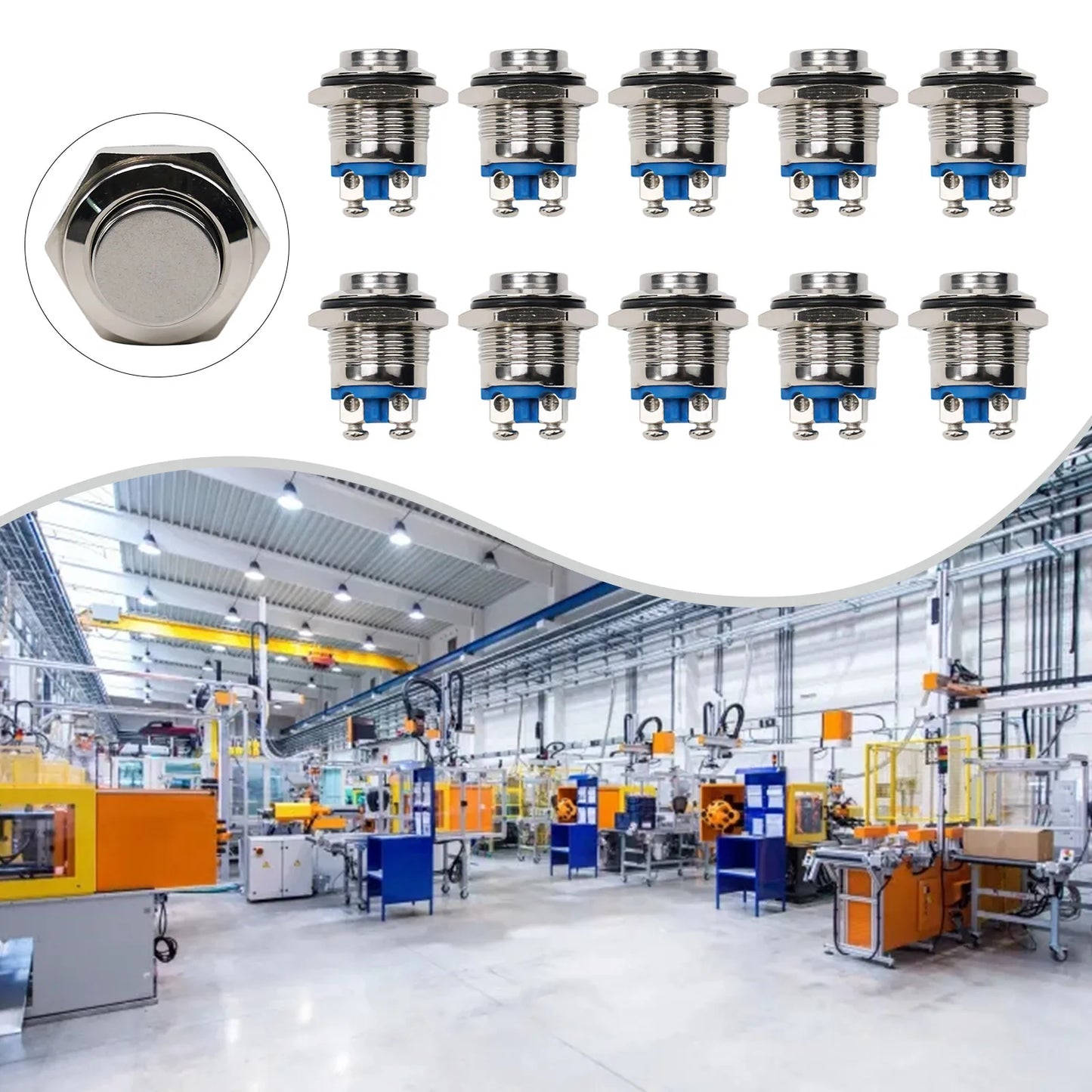 Button Switches 10pcs High Quality Waterproof 16mm Push Button Switches for Relays and Electromagnetic Starters