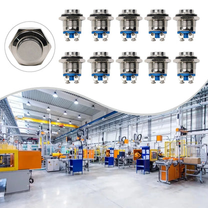 Button Switches 10pcs High Quality Waterproof 16mm Push Button Switches for Relays and Electromagnetic Starters