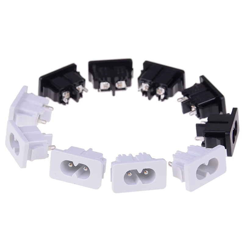 New 5Pcs IE320 C8 Power Plug AC250v 2.5a Iec320 C8 Male 2 Pins Power Inlet Socket Contor