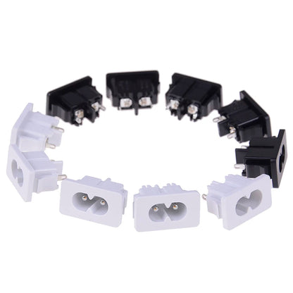 New 5Pcs IE320 C8 Power Plug AC250v 2.5a Iec320 C8 Male 2 Pins Power Inlet Socket Contor