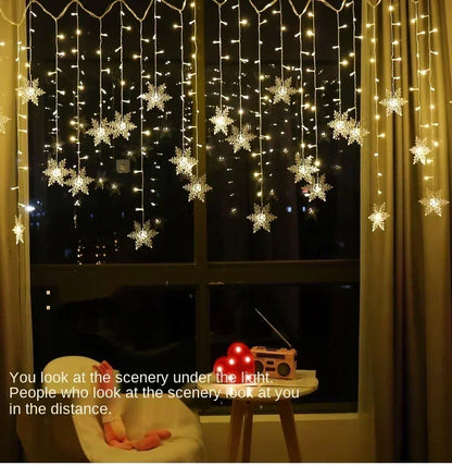 Xmas Valentine's Day Snowflake String Lights LED 8 Modes Home Garden Indoor Outdoor Party Decor Garland for Bedroom New Year