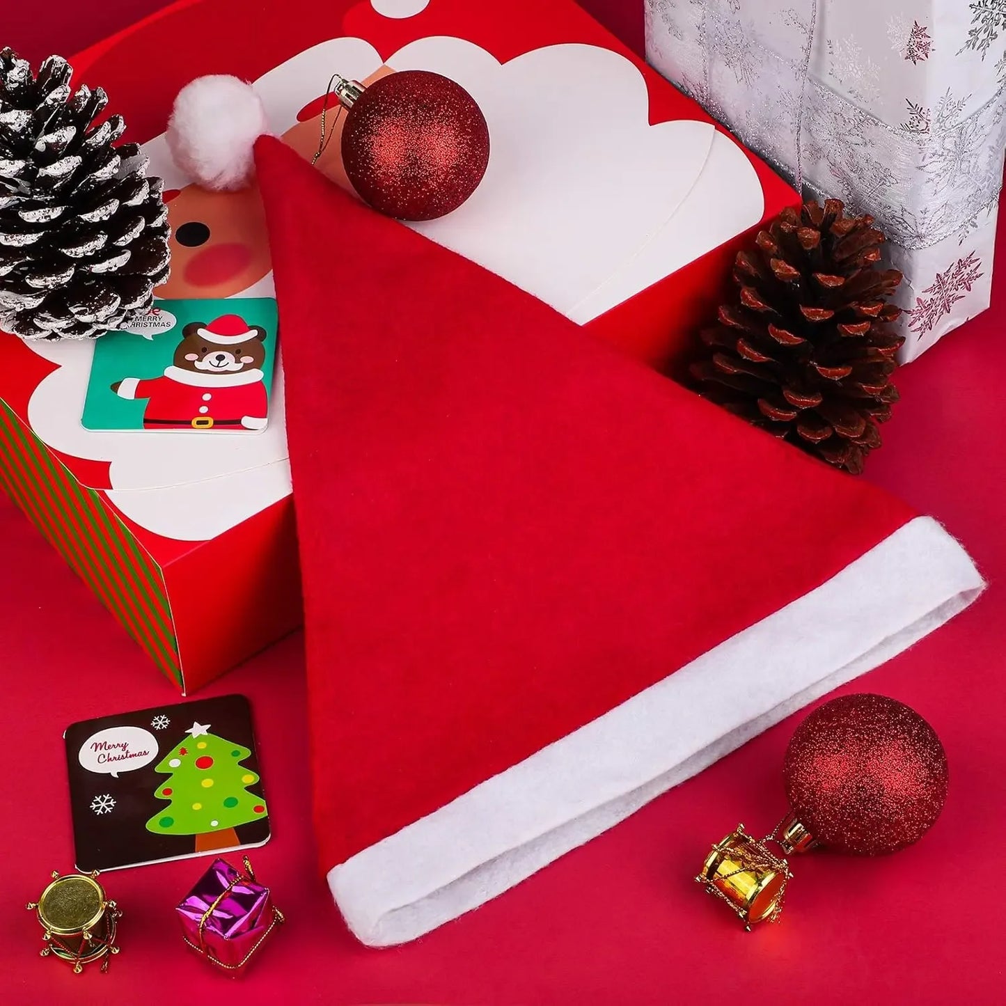 50/1PCS Adults Kids Christmas Hats Non-Woven Fabric Santa Claus Xmas Hats Cap Merry Christmas New Year Party Festival Decor Gift