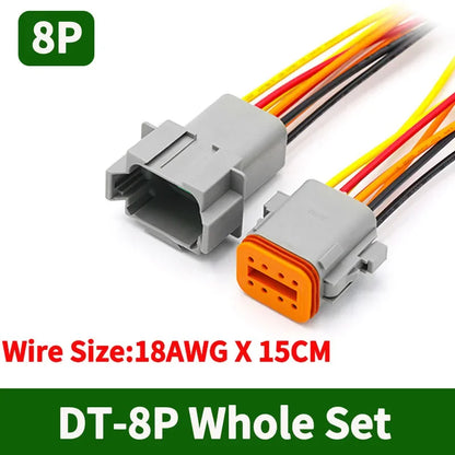 Deutsch DT Waterproof Connector with 15cm Wire DT06-2S DT04-2P 2/3/4/6/8/12 Pin 16-22AWG