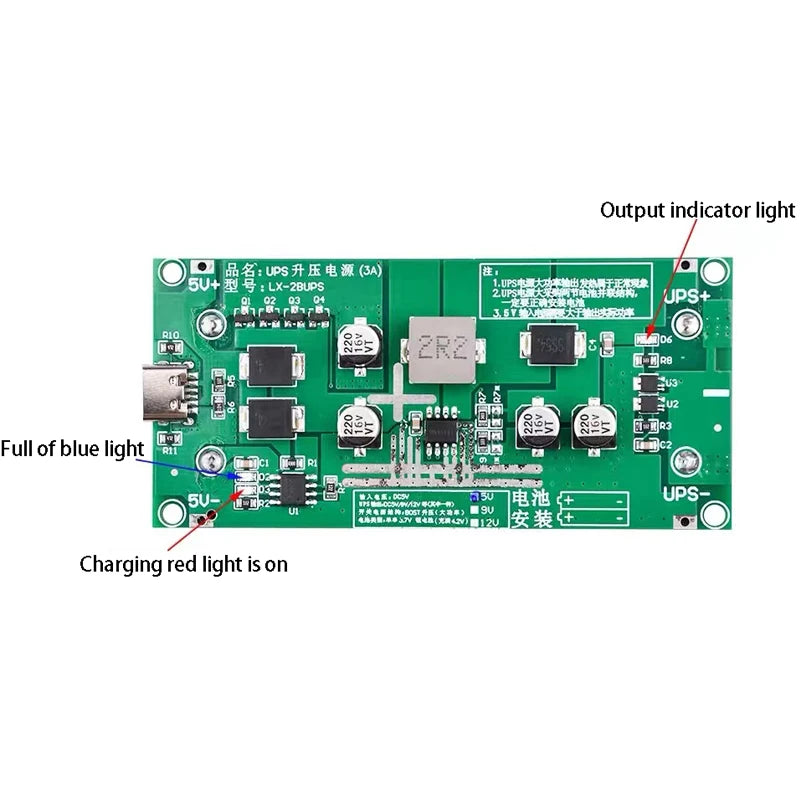3A High-Power 18650 Lithium Battery Boost Module 5V-12V Charging and Discharging Board for UPS